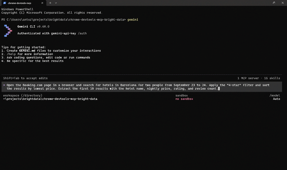 Prompt execution