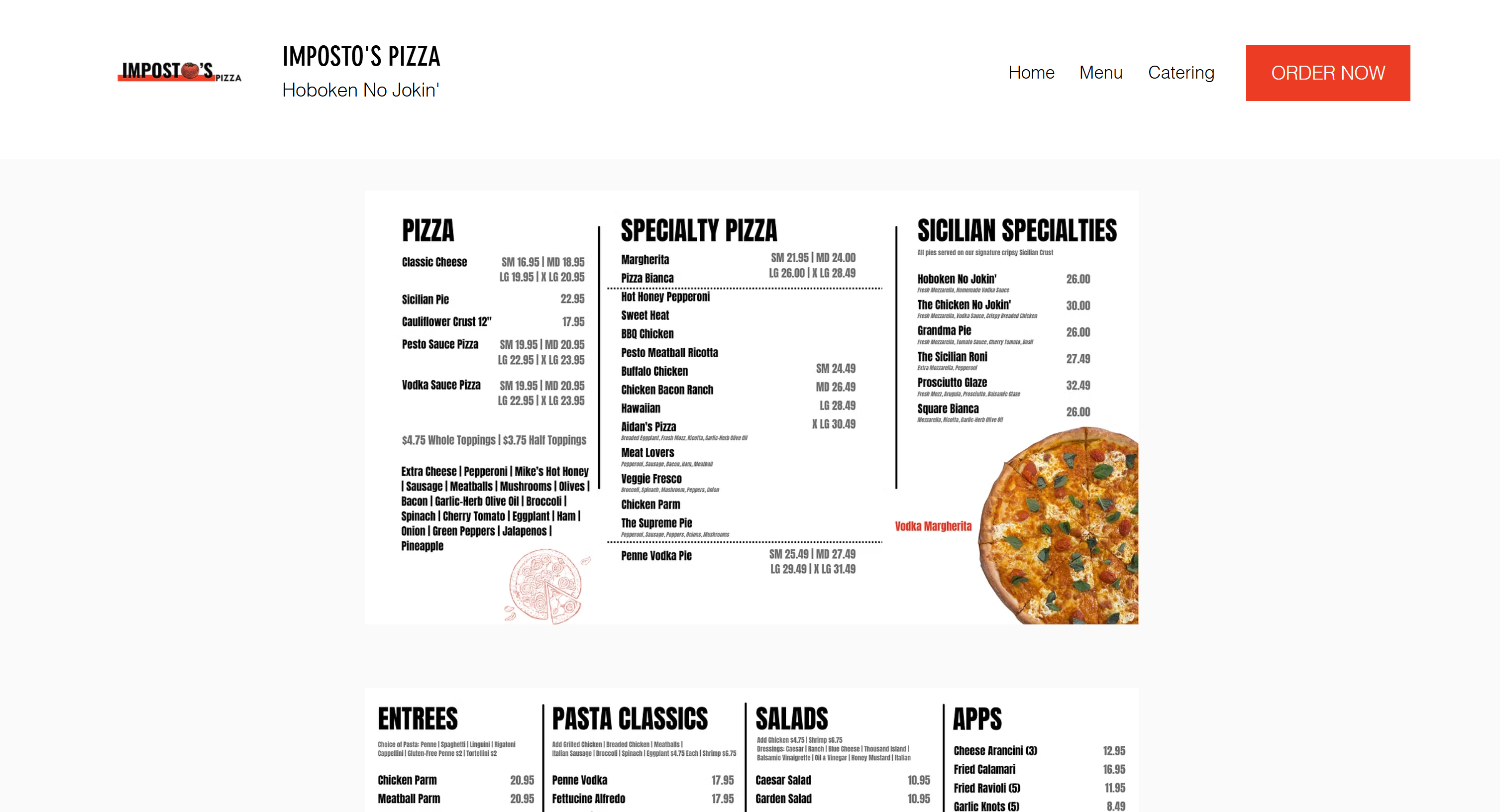 The image-based menu from a real-world restaurant