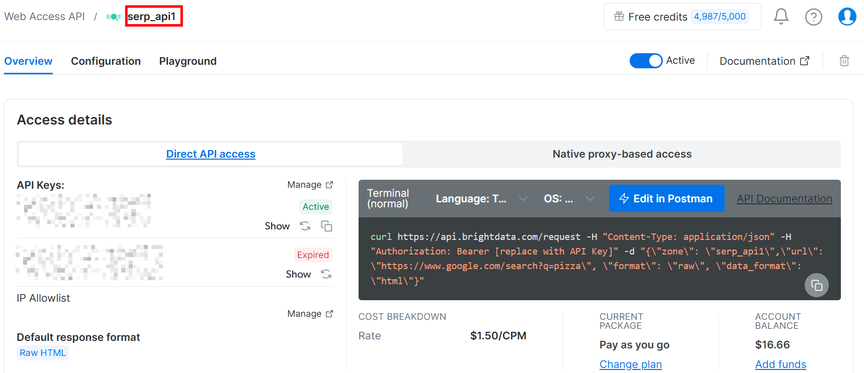 The API key name