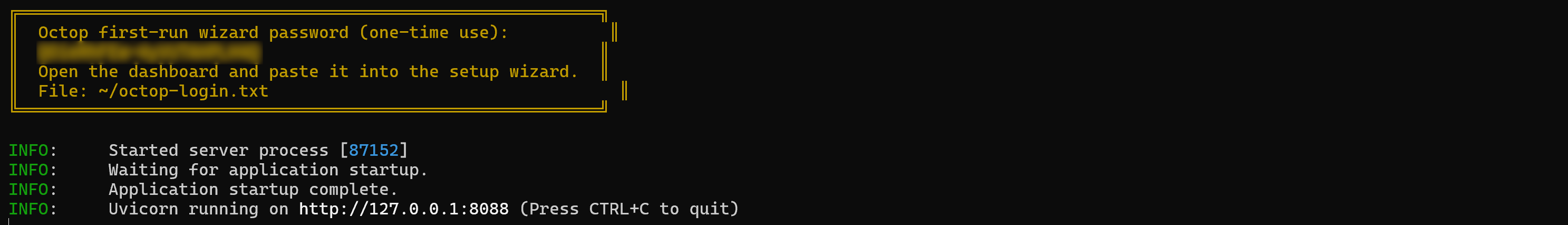 The output of the “octop run” command