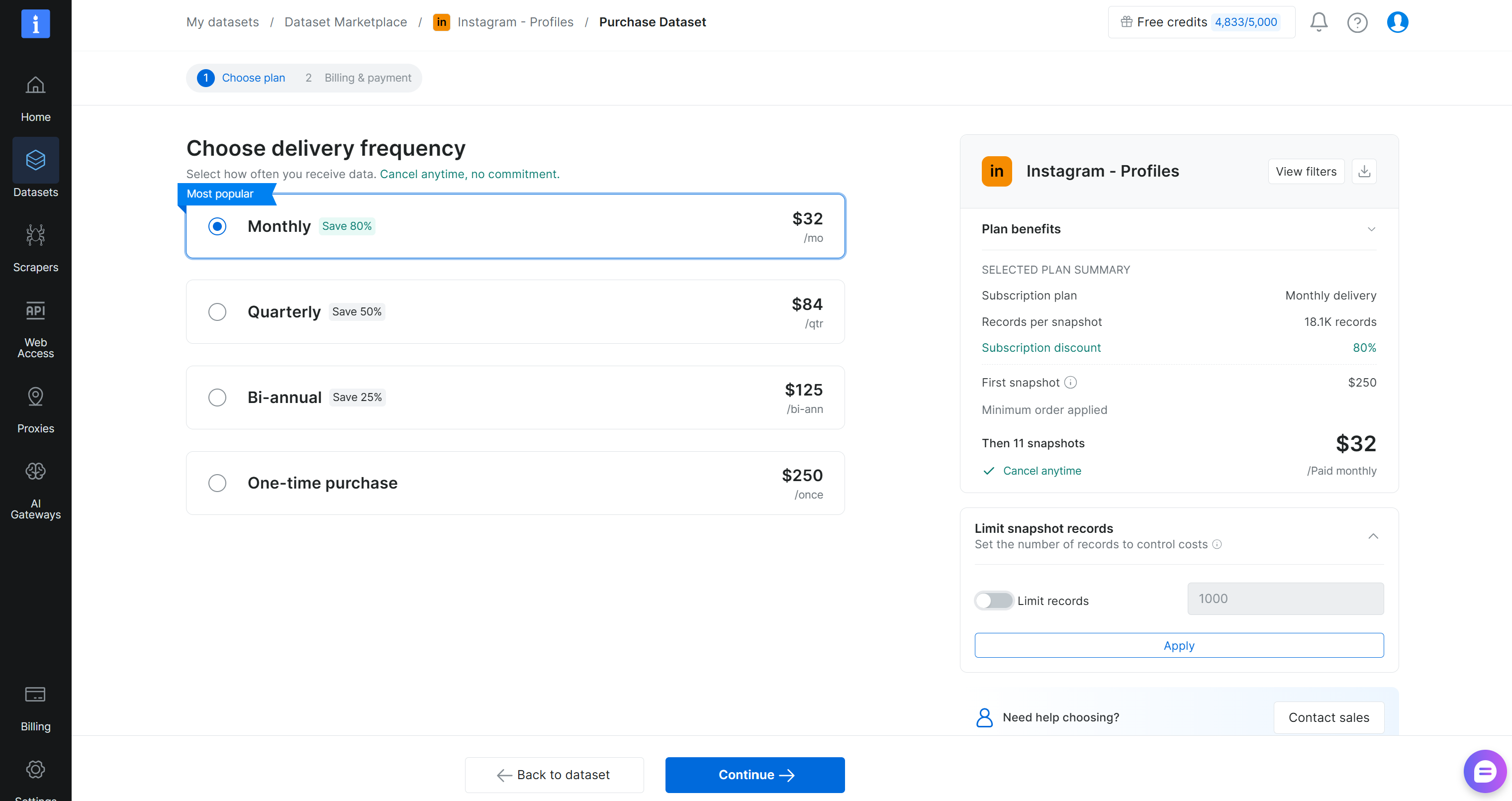 Proceeding with purchase