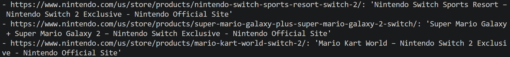 La sortie produite par le script SDK Python Bright Data