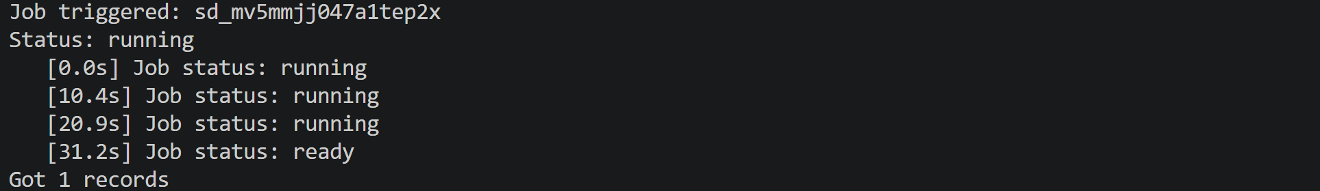 The logs produced by the previous script